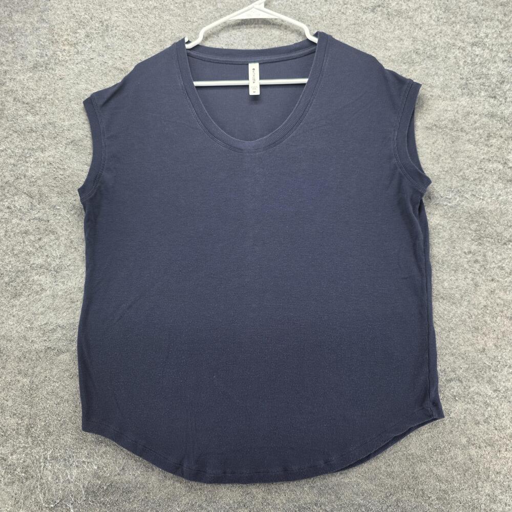 Athleta Tank Womens M Blue Scoop Neck Stretch Basic Activewear Lightweight Yoga
